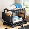 2-Tier Dish Racks for Kitchen Counter, Multifunctional Dish Drying Rack, Large Capacity Metal Kitchen Dishes Drying Rack