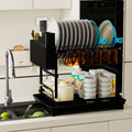 2-Tier Dish Racks for Kitchen Counter, Multifunctional Dish Drying Rack, Large Capacity Metal Kitchen Dishes Drying Rack