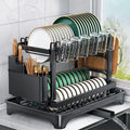 2-Tier Dish Racks for Kitchen Counter, Multifunctional Dish Drying Rack, Large Capacity Metal Kitchen Dishes Drying Rack
