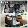 2-Tier Dish Racks for Kitchen Counter, Multifunctional Dish Drying Rack, Large Capacity Metal Kitchen Dishes Drying Rack